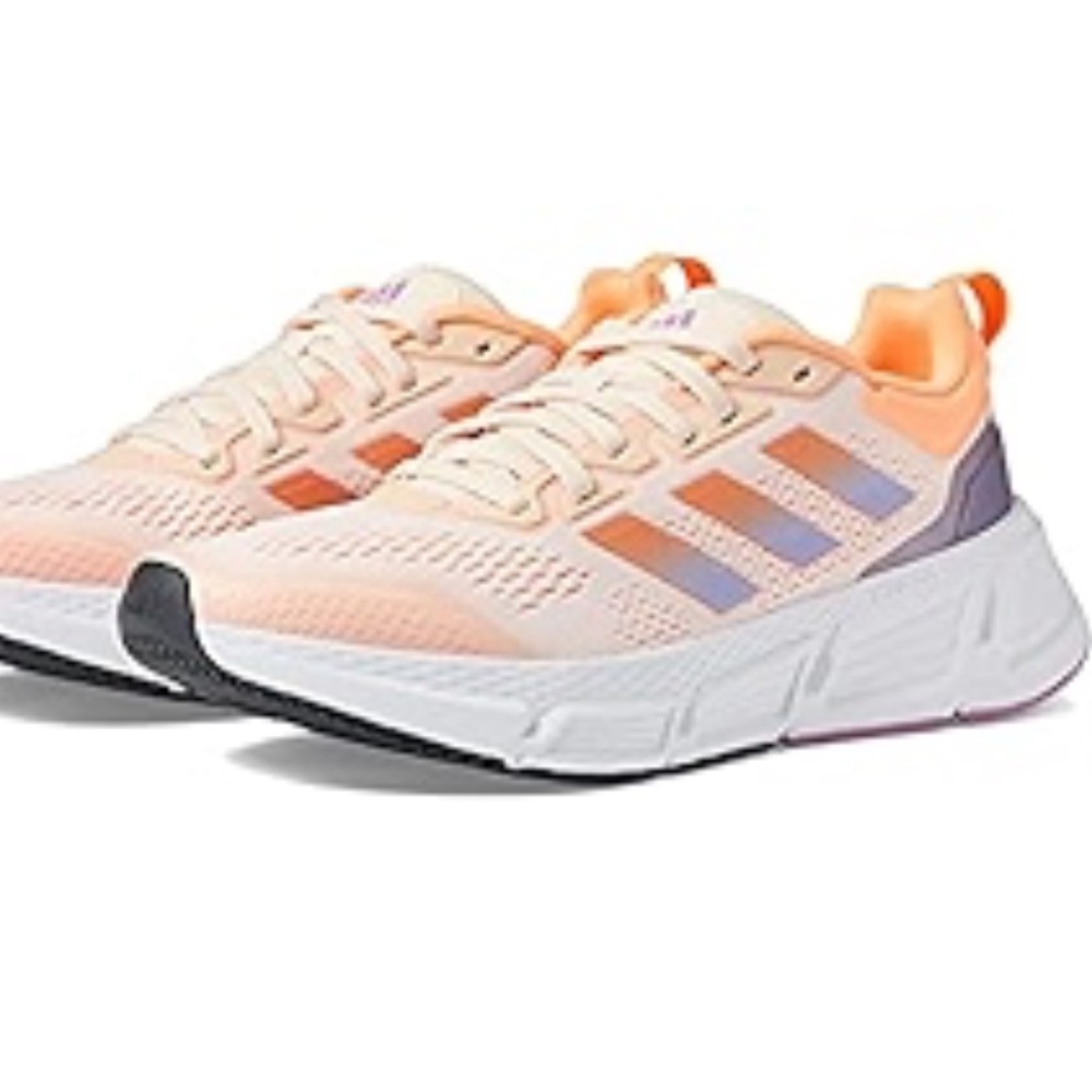 Adidas Running Shoe Size 6 Questar Flow Contrast Sole Lace-Up Orange Sneakers